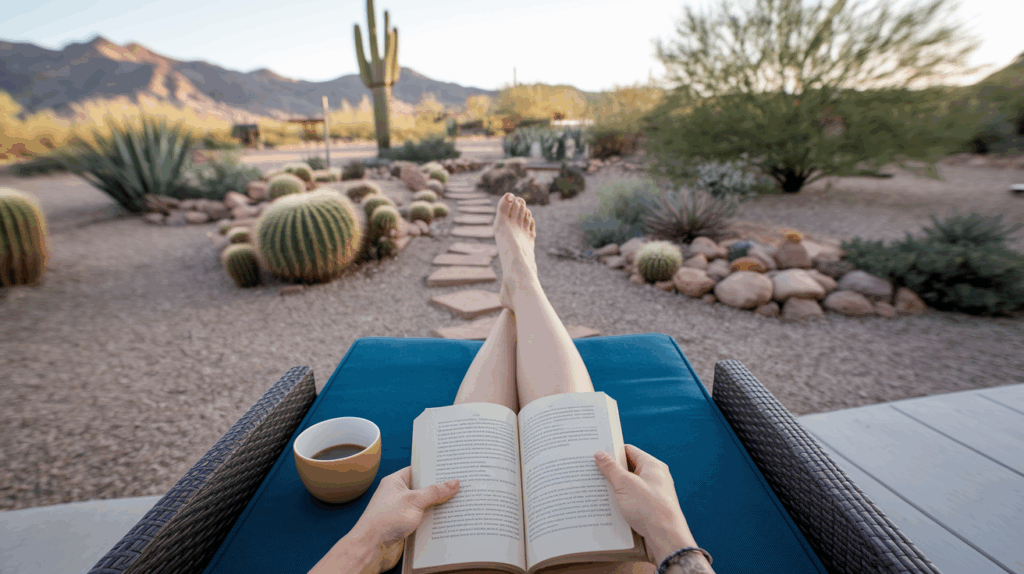 relaxing outdoors at a private desert vacation rental in Borrego Springs