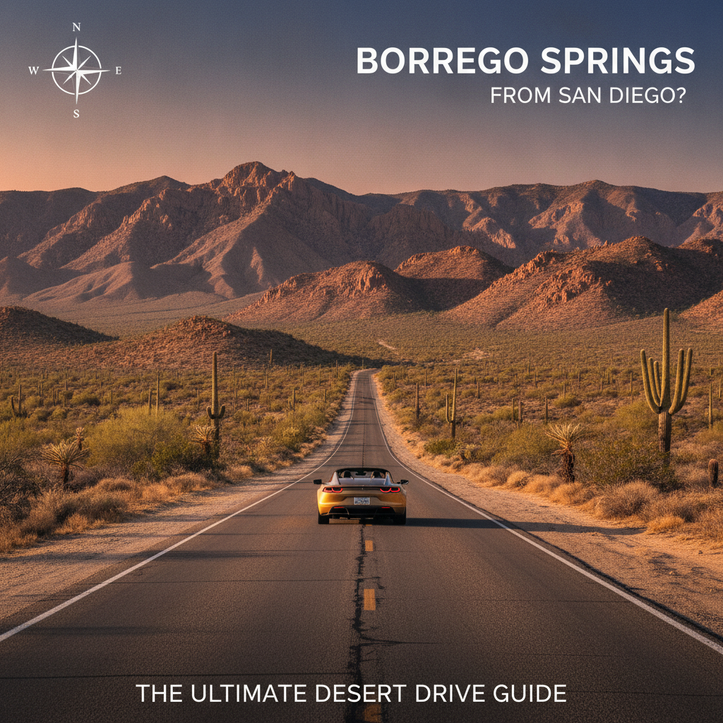 Professional illustration of How Far Is Borrego Springs From San Diego and What's the Best Route?