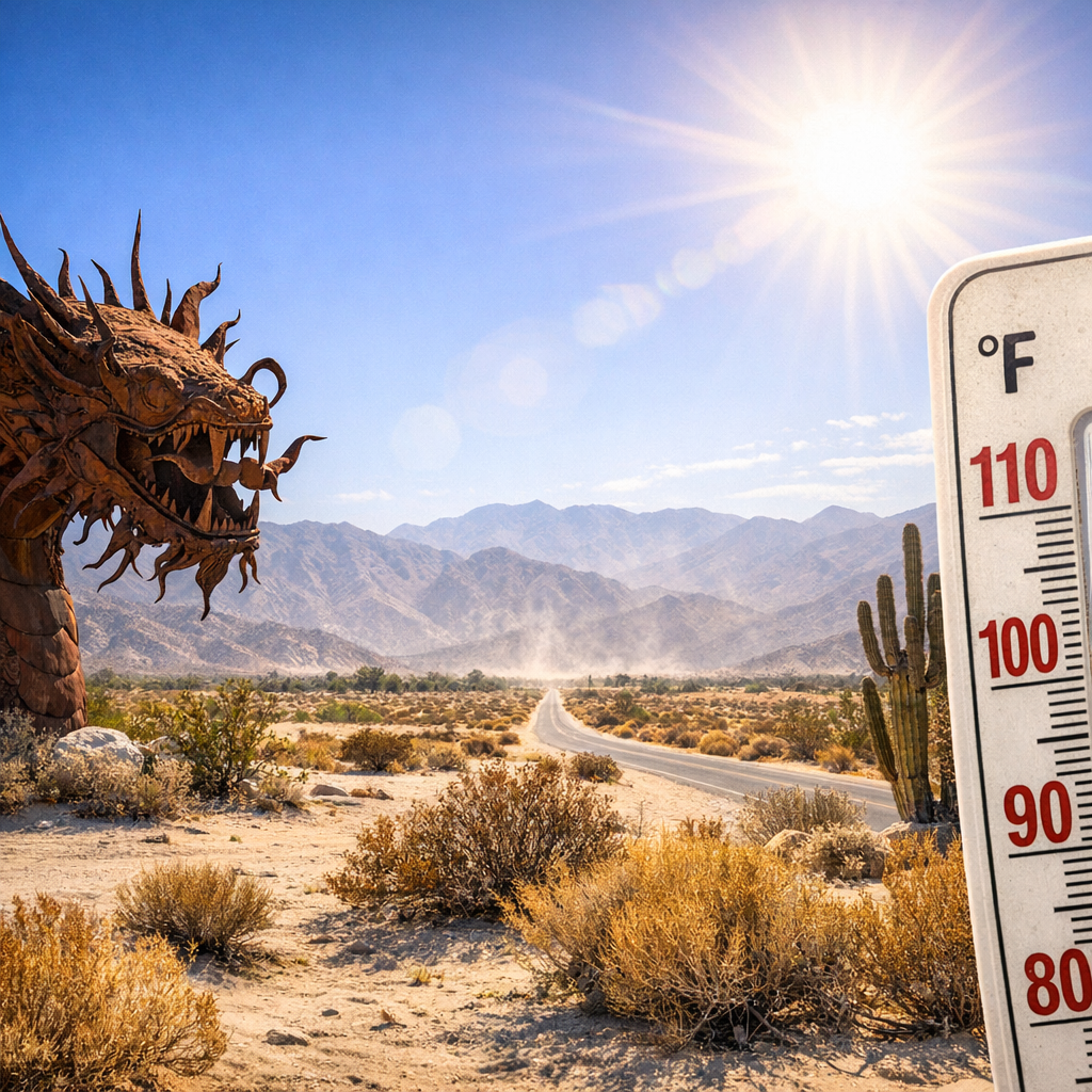 Professional illustration of Is Borrego Springs Worth Visiting in Summer? What to Know About the Desert Heat