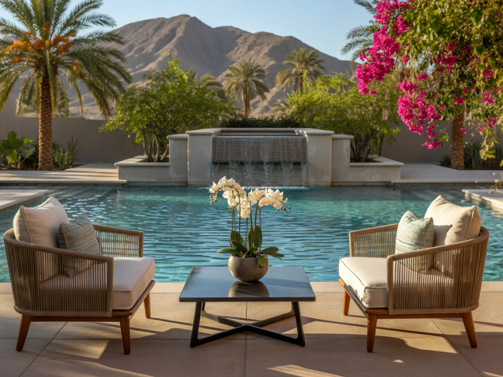 suite patio and resort pool amenities while staying at Divine Desert Destination in Corrego Springs.