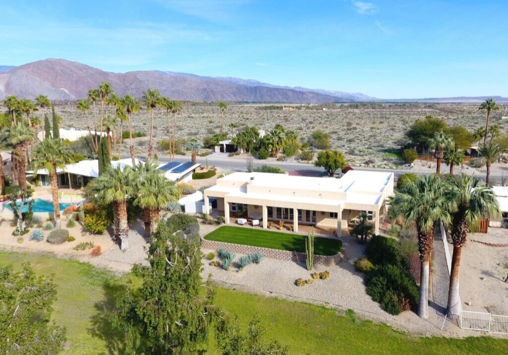 Aerial view of the house facing east
